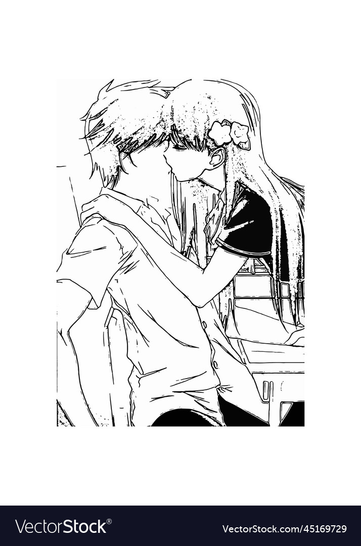 Free: sketch anime kiss poster image 