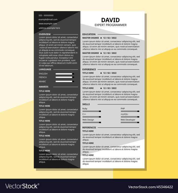 vectorstock,Template,Resume,Cv,Business,Work,People,Page,Job,Carrier,Profil,Skill,Experience,Employer,Overview,Aplication,Curriculum,Vitae,Man