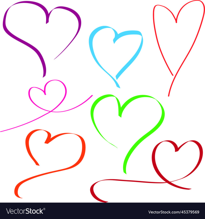 vectorstock,Hearts,Hand Drawn,Heart,Love,Color,Valentine,Valentines,Handdrawn,Line,Art,Hand,Drawn,Day,Colorful,Swoosh,Green,Red,Pink,Blue