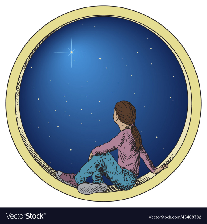vectorstock,Girl,Star,Dream,Child,Space,Round,Young,Porthole,Game,Drawing,Ship,Sky,People,Sitting,Looking,Galaxy,Message,Back,Distance,Goal,Distant,Universe,Outsider,Detached,Autism,Nebula,Abyss,Mental,Observatory,Observation,Light,World,Color,Science,Deep,Mystery,Dark,Perspective,Sadness,Mysterious,Search,Philosophy,Secret,Reality,Humanity,Fabulous,Other,Vector,Illustration,Fairy,Tale