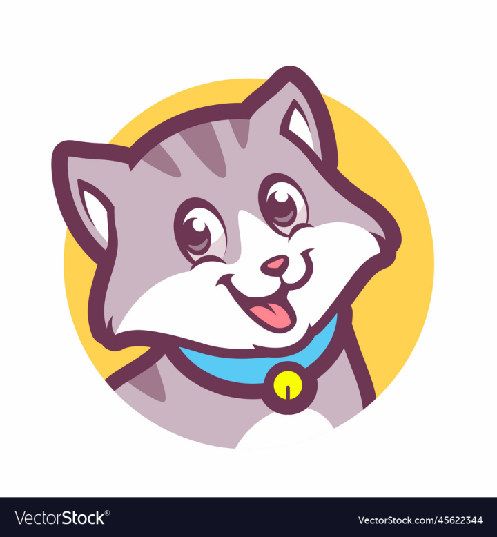 Cat Vector Icon Pet Animal Sign Cartoon Funny Background Vector