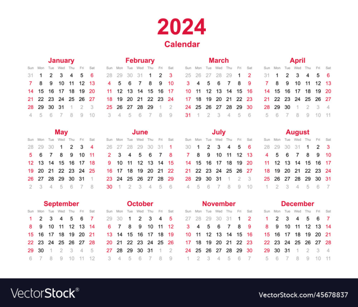 2024 wall business planner calendar organizer Vector Image