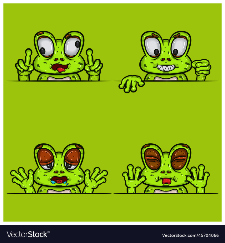 Free: set of expression frog face cartoon crazy evil 