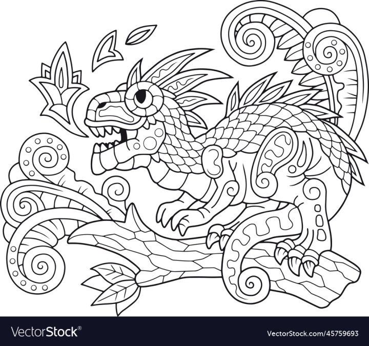 vectorstock,Dragon,Fairy,Tale,Outline,Fantasy,Dinosaur,Illustration,Coloring,Book,Page,Design,Drawing,Silhouette,Monster,Monochrome