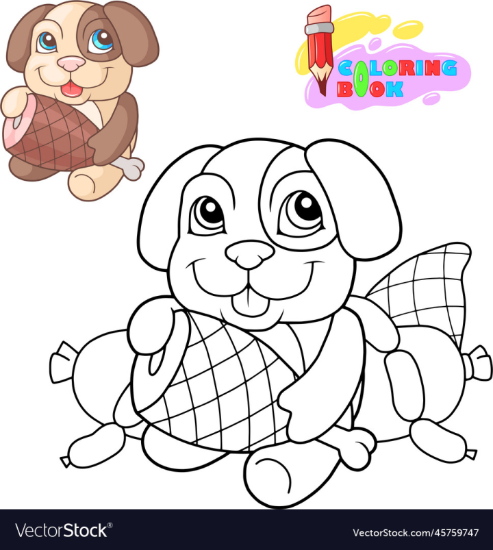 vectorstock,Dog,Cute,Cartoon,Animal,Design,Pet,Puppy,Funny,Illustration,Drawing,Picture,Coloring,Book,Page