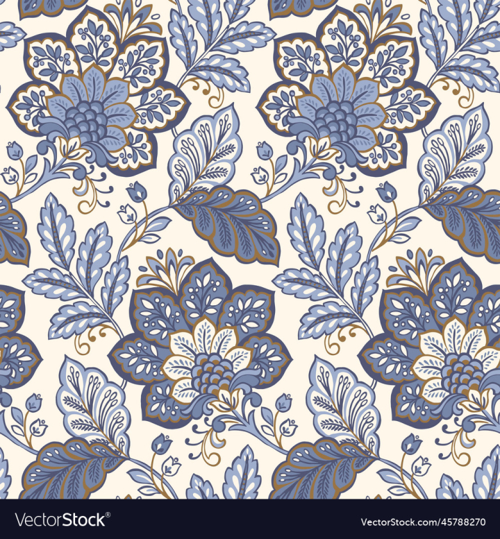 White and blue seamless paisley pattern. Print for textile