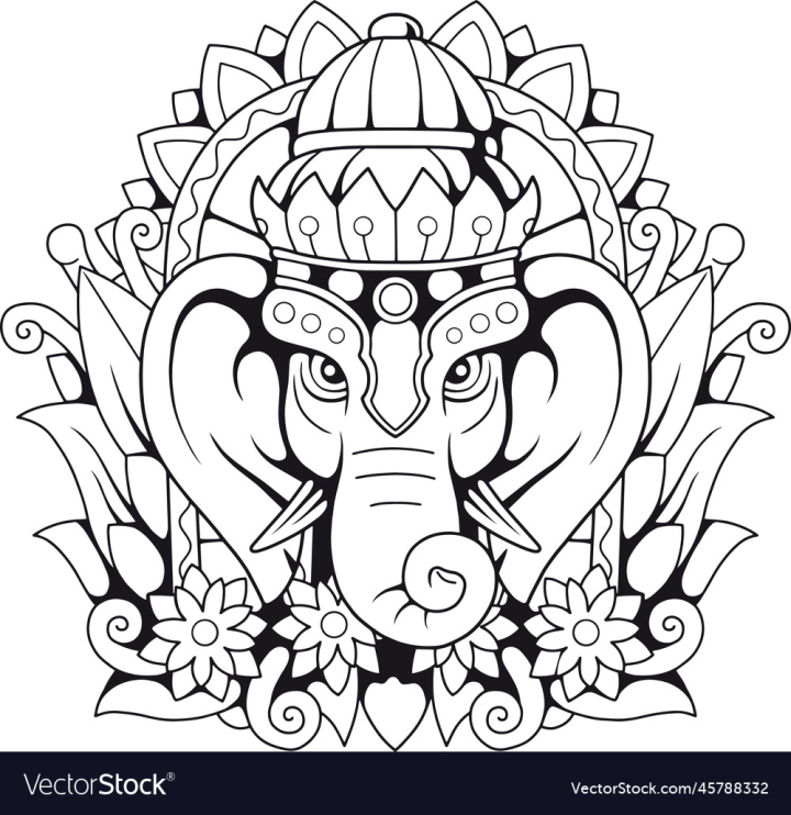vectorstock,Elephant,Ganesha,Logo,Design,Icon,India,Religion,Fantasy,Emblem,Mythology,Legends,Illustration,Drawing,Mascot,Hinduism