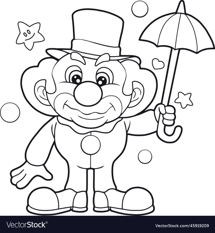 vectorstock,Cartoon,Clown,Cute,Man,Design,Funny,Circus,Illustration,Drawing,Picture,Coloring,Book,Page