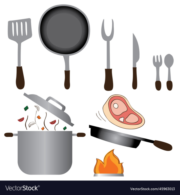 Cartoon chef with cooking equipment kawaii doodle Stock Vector
