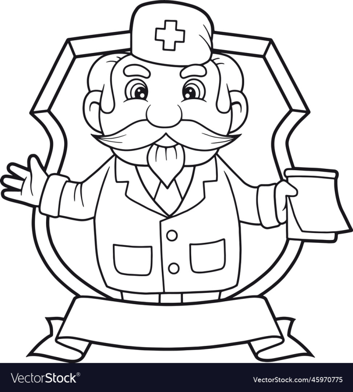 vectorstock,Cartoon,Doctor,Cute,Man,Medicine,Funny,Emblem,Treatment,Illustration,Logo,Design,Drawing