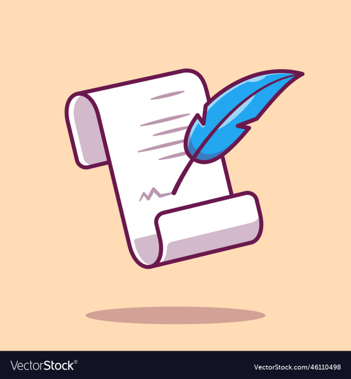 Free: quill writing on paper cartoon 