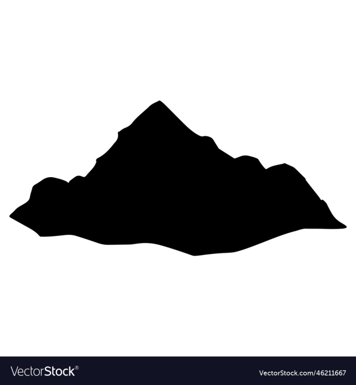 Mountain silhouette. Rocky range landscape shape. Hiking mou