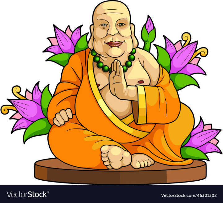 vectorstock,Buddha,Funny,Religion,Design,Asia,Fat,Cute,Mythology,Buddhism,Monk,Illustration,Print,Drawing,Asian,Sticker,Picture