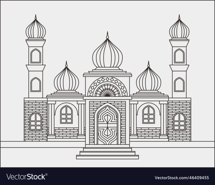 vectorstock,Architecture,Beautiful,Mosque,Line,Art,Building,Build,Aesthetic,Moslem,Islamic,Architect,Ramadhan,Vector,Illustration