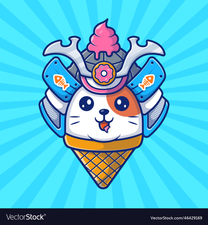 Free: cute cat samurai mascot cartoon - nohat.cc