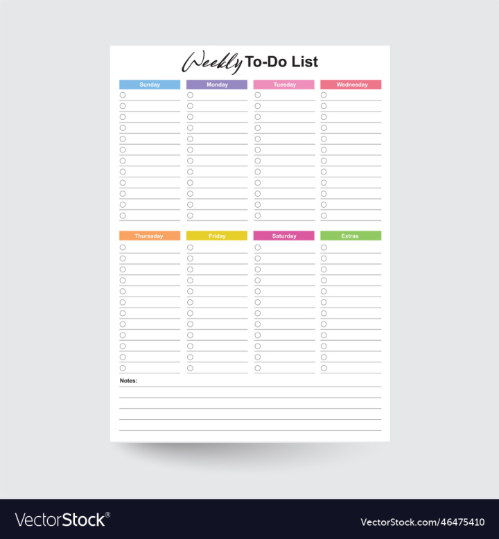 vectorstock,Paper,Notebook,Weekly,Schedule,Plan,Office,Blank,Education,Note,Spiral,Sheet,Notepad,Vector