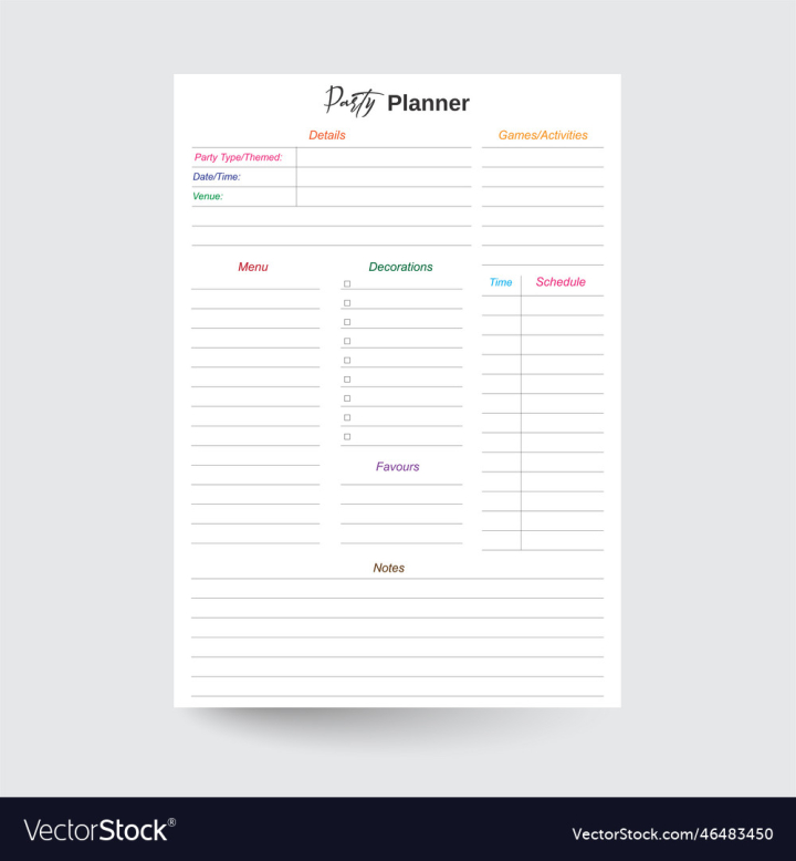 vectorstock,Party,Planner,Business,Event,Design,Template,Blank,Notebook