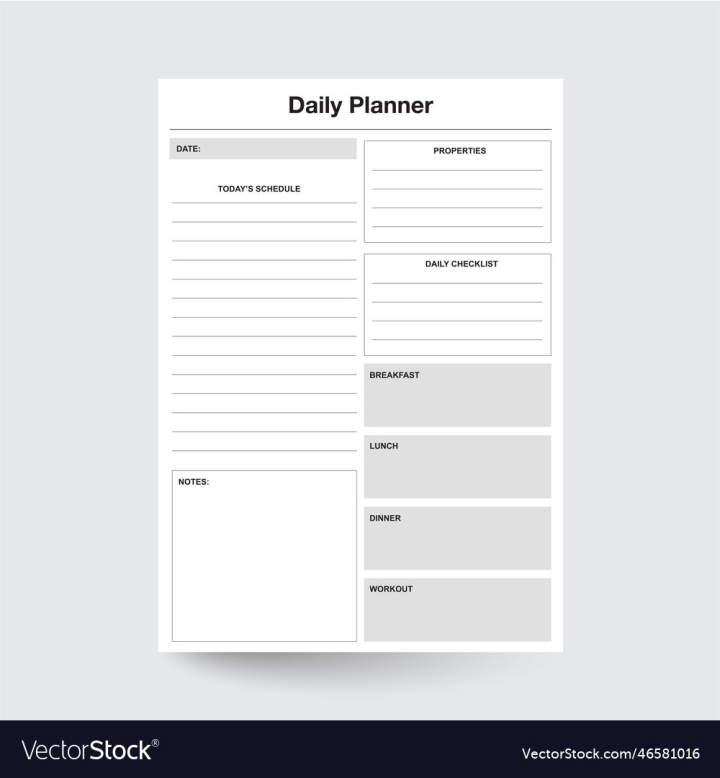 vectorstock,Planner,Template,Business,Daily,Routine,Calendar,Schedule,Design,Layout,Paper,Blank,Site,Page,Chart