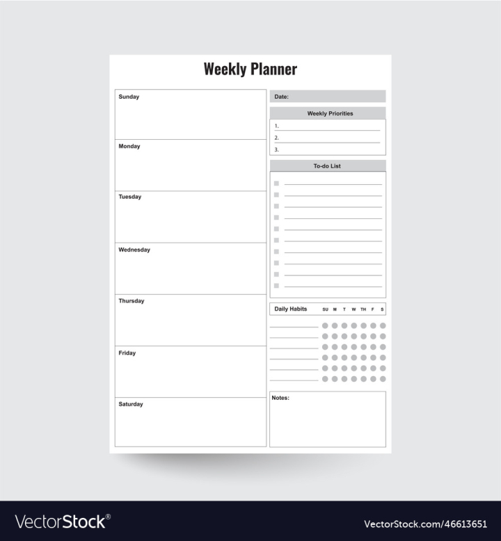 vectorstock,Planner,Business,Blank,List,Calendar,Notebook,Weekly,Schedule,Agenda,Office,Paper,Book,Check,Empty,Diary,Document,Organizer