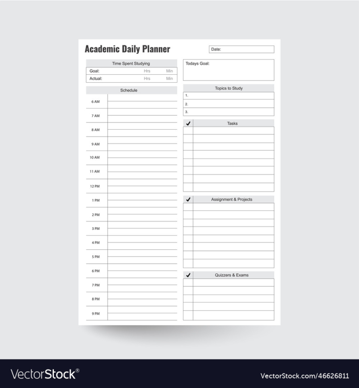 vectorstock,Daily,Planner,Template,Business,Note,Notebook,Study,Agenda,Paper,Blank,List,Page,Sheet,Document,Notepad