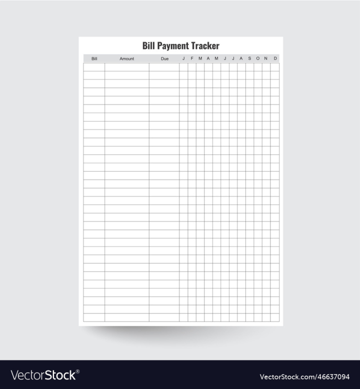 vectorstock,Bill,Payment,Tracker,Business,Book,Notebook,Notepad,Monthly,Planner,Organizer,Payments,Log,Weekly,Budget,Office,Paper,Line,List,Page,Note,Sheet,Empty,Document,Lined