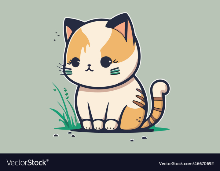 Cute Sitting Cat Icon. Funny Cartoon Character. Kawaii Animal