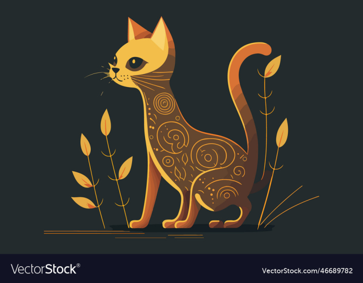 Little Angry and Cute Cat Hand Drawing Stock Vector - Illustration