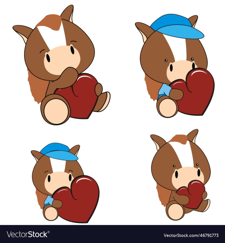 vectorstock,Valentine,Cartoon,Baby,Horse,Pack,Heart,Child,Vector,Love,Kid,Sweet,Cute,Set,Isolated,Holding,Happy,Animal,Collection,Childhood,Lovely,Chubby,Chibi,Clipart