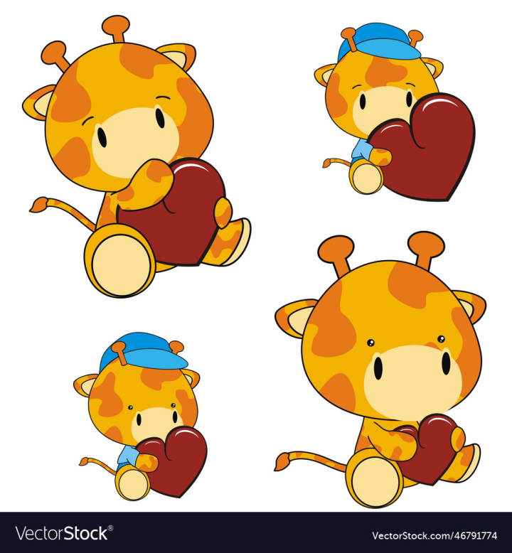 vectorstock,Valentine,Cartoon,Baby,Pack,Heart,Giraffe,Child,Vector,Love,Kid,Sweet,Cute,Set,Isolated,Holding,Happy,Animal,Collection,Childhood,Lovely,Chubby,Chibi,Clipart