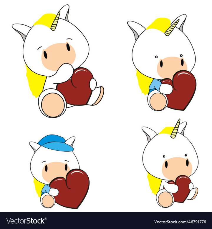 vectorstock,Valentine,Cartoon,Baby,Pack,Heart,Unicorn,Child,Vector,Love,Kid,Sweet,Cute,Set,Isolated,Holding,Happy,Animal,Collection,Childhood,Lovely,Chubby,Chibi,Clipart