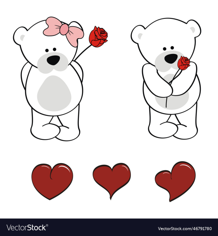 vectorstock,Cartoon,Valentine,Bear,Polar,Pack,Rose,Love,Girl,Baby,Sweet,Cute,Heart,Set,Teddy,Vector,Clipart,Boy,Happy,Child,Collection,Isolated,Chubby,Ashamed,Chibi,Red