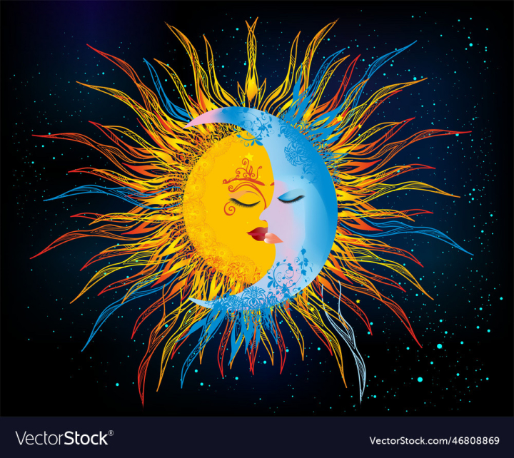 vectorstock,Moon,Sun,Night,Love,Stars,Sky,Day,Star,Abstract,Rays,Ray,Blue,Light,Nature,Yellow,Space