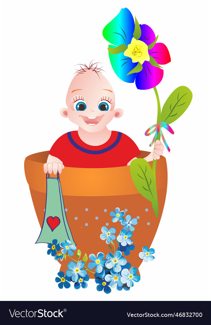 vectorstock,Mothers,Day,Boy,Flower,Gift,Love,Baby,Pot,Symbol,Heart,Son,Red,Design,Plant,Flora,Decoration,Festive,Feeling,Illustration