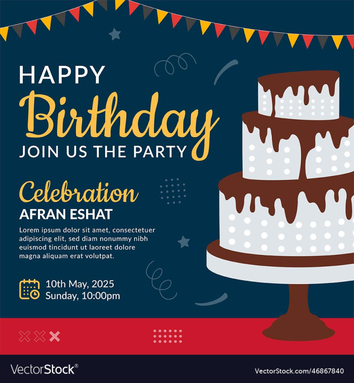 vectorstock,Celebration,Happy,Birthday,Celebrate,Card,Invitation,Decoration,Event,Cake,Anniversary,Vector,Illustration