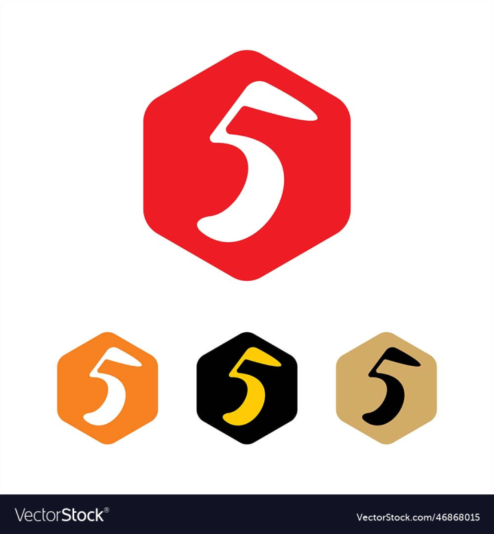 vectorstock,Number,Hexagon,Five,5,Logo