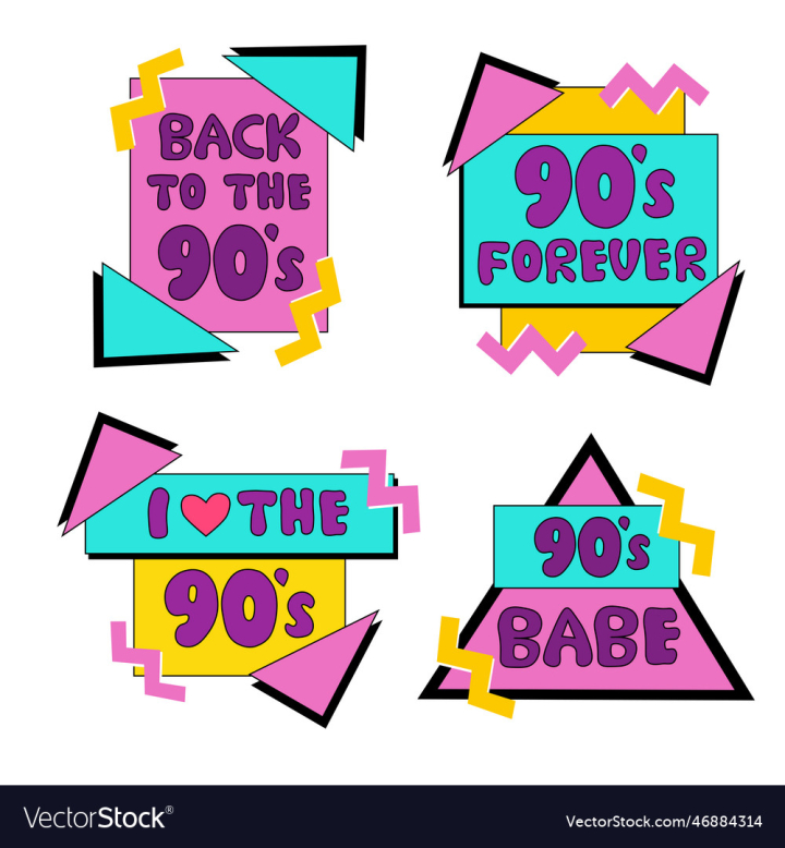 Set of stickers elements the 90s Royalty Free Vector Image
