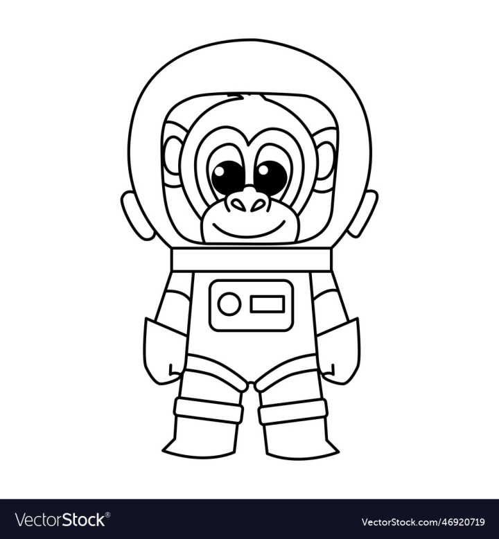 Free: cute astronaut monkey cartoon coloring page 
