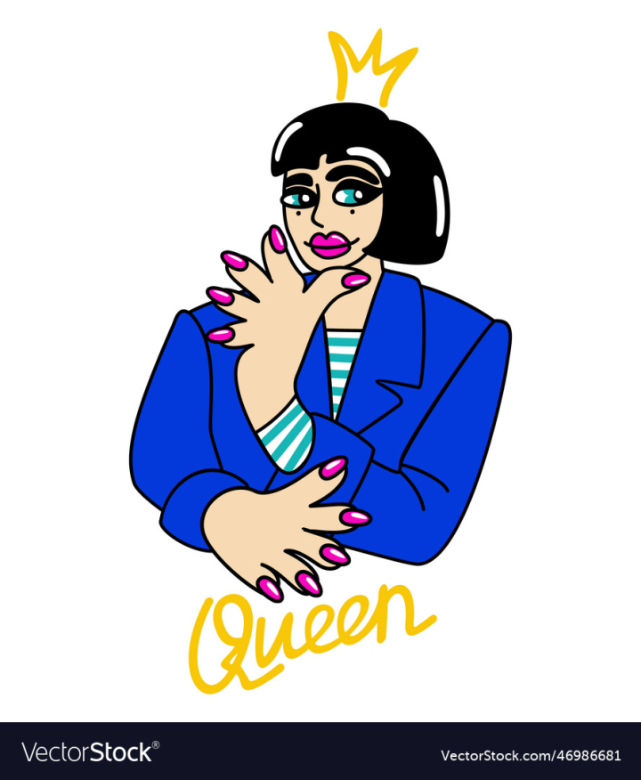 vectorstock,Retro,Woman,Blue,Young,Striped,Vintage,Person,Queen,Isolated,Sailor,Lettering,Jersey,Vector,Lady,Female,Makeup,Character,Brunette,Attractive,Manicure,Golden,Crown,Ego,Face,Design,Style,Pink,Royal,Beauty,Font,Princess,Glamour,Typography,Square,Portrait,Text,Colorful,Funny,Gold,Trendy,Tiara