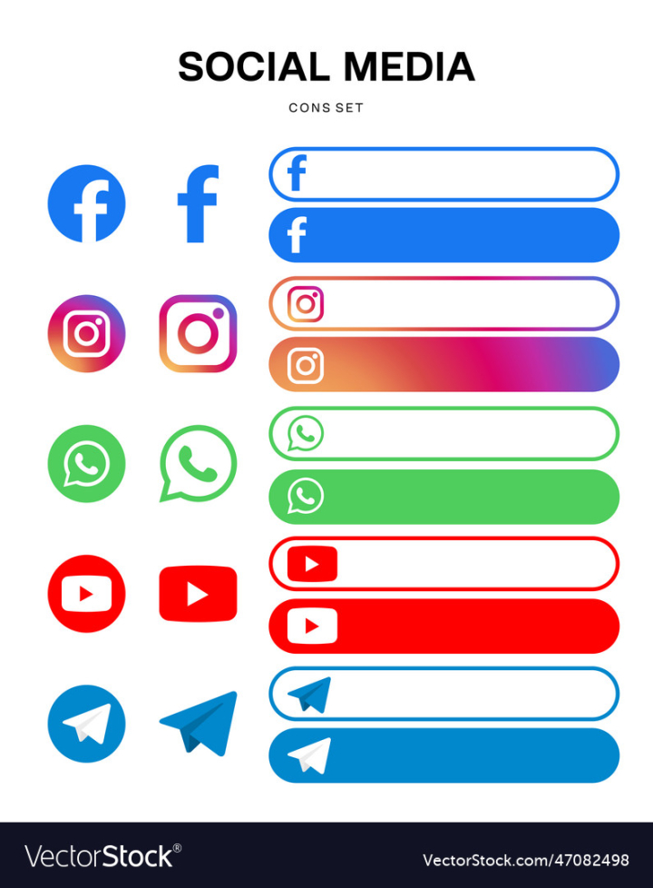 vectorstock,Social,Media,Facebook,Whatsapp,Icon,Instagram,Youtube,Logo,Telegram,Tiktok,Application,Outline,Button,Template,Symbol,Platform,App,Design,Sign,Bar,Chat,Tumblr,Vector,Illustration