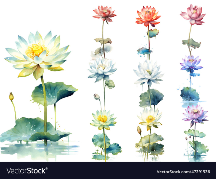 vectorstock,Flowers,Flower,Lotus,Watercolor,Art,Floral,Leaf,Background,Green,Water,Botanical,Design,Elements,Clip,Drawing,Garden,Petal,Blossom,Spring,Natural,Flora,Decoration,Painting,Blooming,Refreshing,Illustration,Artwork,Lilly,Nature,Plant,Beauty,Zen,Delicate,Reflection,Serene,Tranquility,Fine,High,Resolution