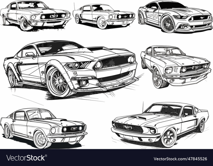 Mustang Car Drawing Beautiful Image - Drawing Skill