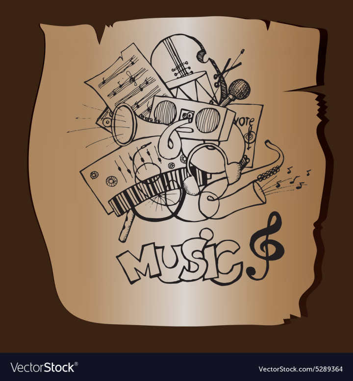 Music doodle vector illustration. Set of music related vector illustration  with cute line design Stock Vector | Adobe Stock
