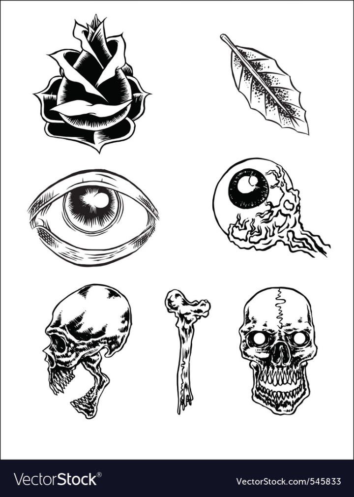 Flash Sheet Tattoo or Tshirts Vinyl Cut Halloween Terror Horror Vector  Sheet Stock Vector  Adobe Stock
