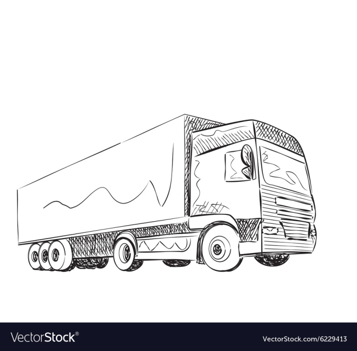 Vector outline truck, lorry, with semitrailer, side view. White blank  template for truck, semi-trailer for advertising, for coloring book.  Freight tra Stock Vector Image & Art - Alamy
