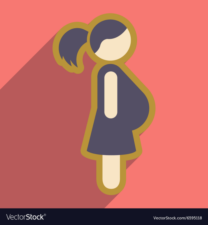 Free: Flat icon with long shadow pregnant Girl vector image 