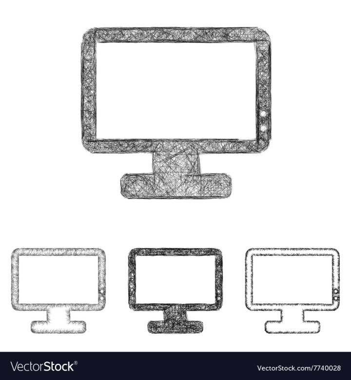 Sketch Tv Set Isolated On A White Background Monitor Vector Illustration  Stock Illustration - Download Image Now - iStock