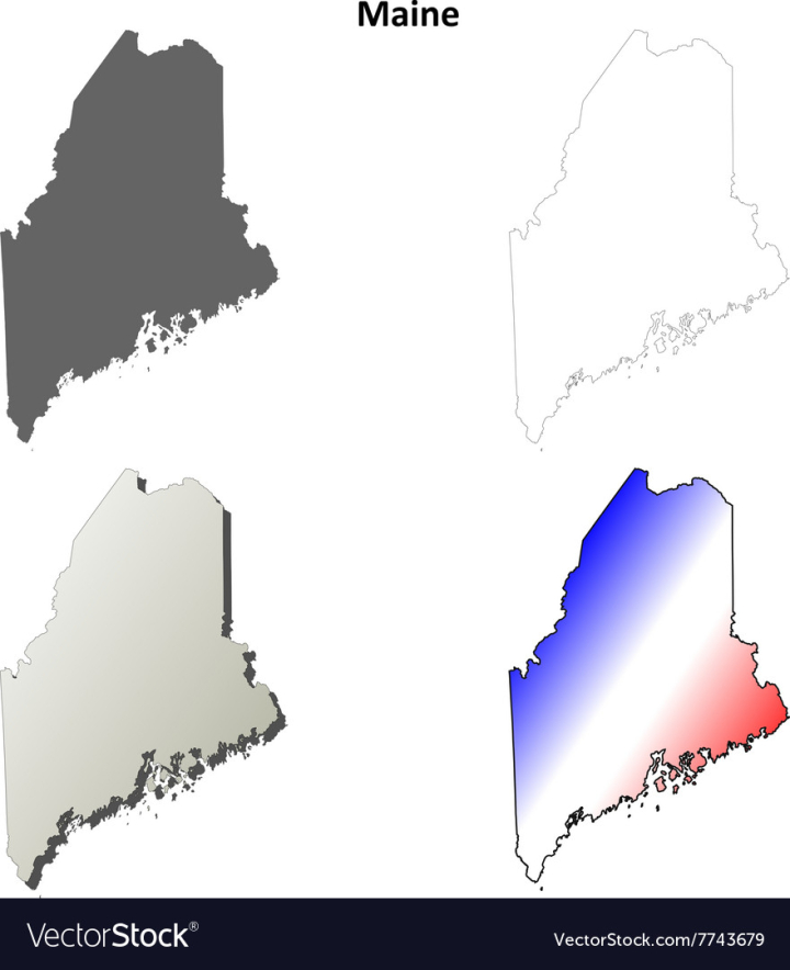 Free: Maine outline map set vector image - nohat.cc