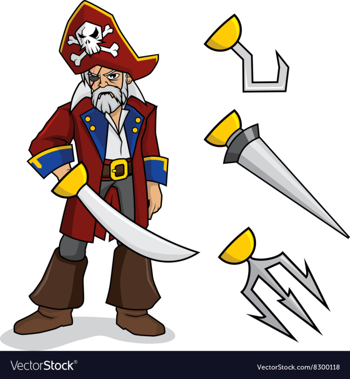 Pirate hook hand and sword Stock Vector