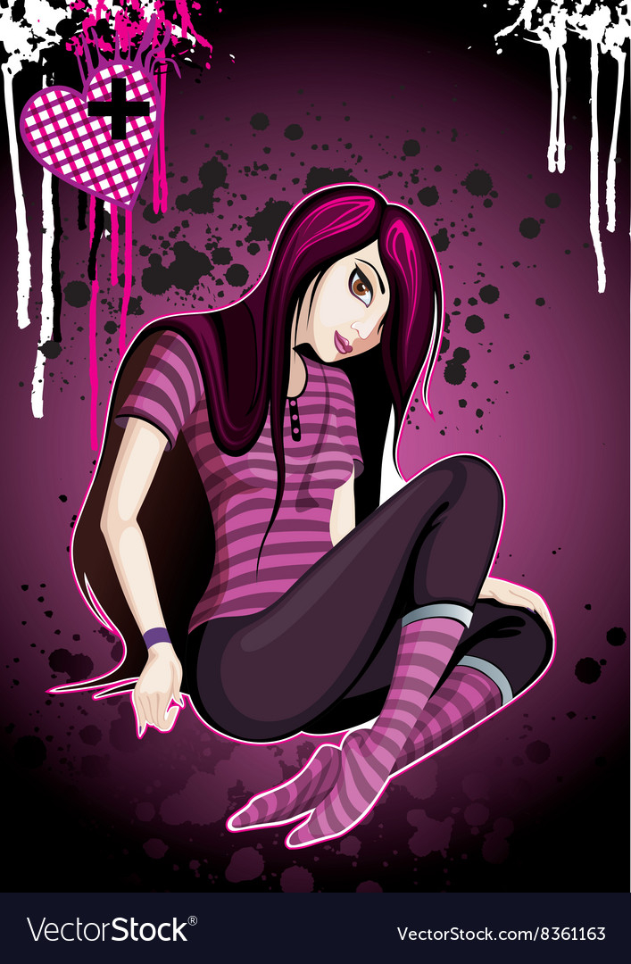 Free: Emo Girl Cartoon vector image 