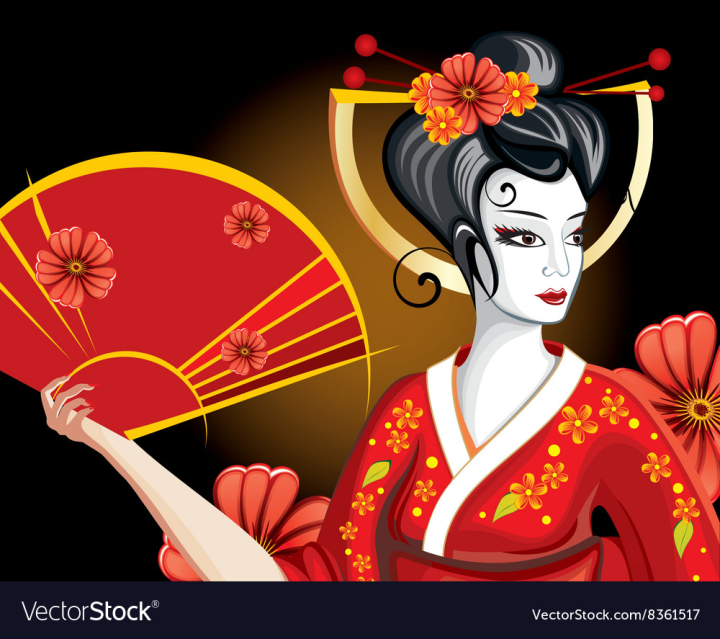cartoon,geisha,character,girl,red,japanese,female,woman,fan,kimono,lady,traditional,dancer,oriental,tradition,beauty,classical,beautiful,performer,entertainer,hostess